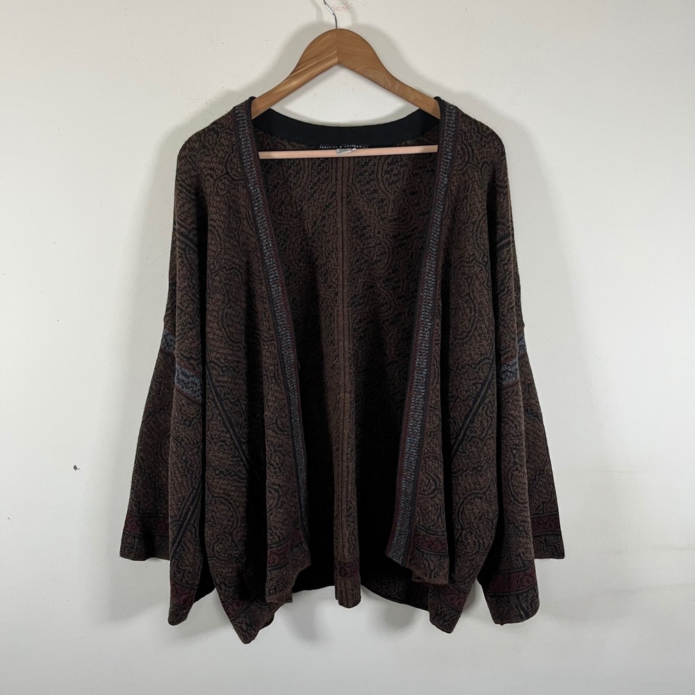 Vintage Peruvian Connection Baby Alpaca Wool Open Front Cardigan Sweater Boho XL